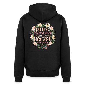 Erzieherin Erzieher Kindergarten Kindergärtnerin - Unisex Premium Bio Zip Hoodie - Schwarz - Hinten - Nico (187cm)
