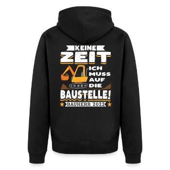 Bauherr 2022 Häuslebauer Hausbau - Unisex Premium Bio Zip Hoodie - Schwarz - Hinten - Nico (187cm)