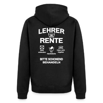 Lehrer in Rente - Unisex Premium Bio Zip Hoodie - Schwarz - Hinten - Nico (187cm)