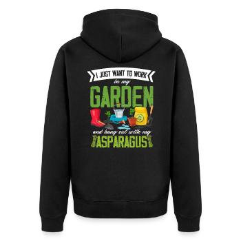 Garden Gardening Vegetables Vegan Asparagus - Unisex Premium Organic Zip Hoodie - black - Back - Nico (187cm)