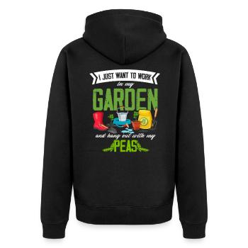 Jardinage Légumes Vegan Pois Pois - Veste à capuche bio Premium Unisexe - noir - Dos - Nico (187cm)