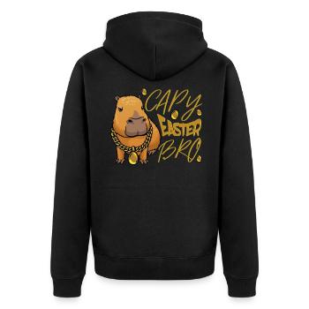 Capybara capybara rodent - Unisex Premium Organic Zip Hoodie - black - Back - Nico (187cm)