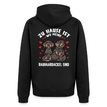 Chien teckel à poil rugueux - Veste à capuche bio Premium Unisexe - noir - Dos - Nico (187cm)