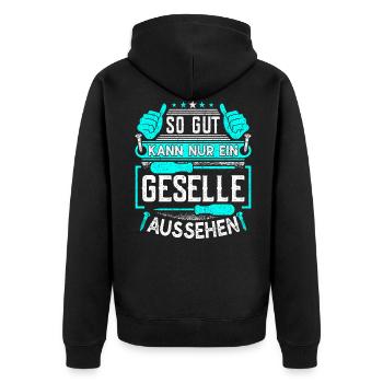 Geselle Bestandende Ausbildung - Unisex Premium Bio Zip Hoodie - Schwarz - Hinten - Nico (187cm)