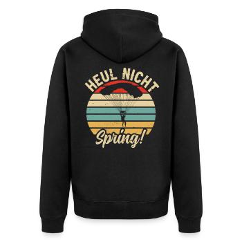 lustige Sprüche Fallschirmspringer Fun Skydiving - Unisex Premium Bio Zip Hoodie - Schwarz - Hinten - Nico (187cm)