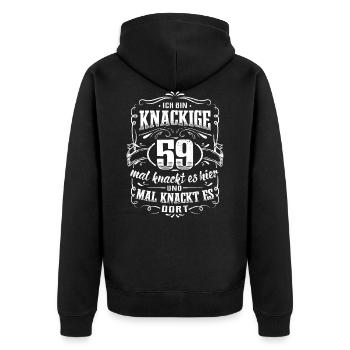 59. Geburtstag Ich bin knackige 59 Jahre - Unisex Premium Bio Zip Hoodie - Schwarz - Hinten - Nico (187cm)
