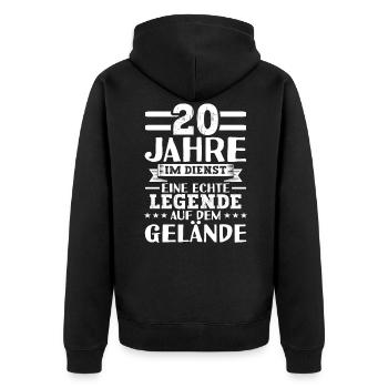 20 Jähriges Dienstjubiläum Firmenjubiläum - Unisex Premium Bio Zip Hoodie - Schwarz - Hinten - Nico (187cm)