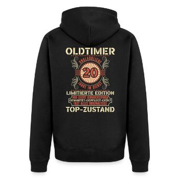 20 Jähriges Dienstjubiläum Firmenjubiläum - Unisex Premium Bio Zip Hoodie - Schwarz - Hinten - Nico (187cm)
