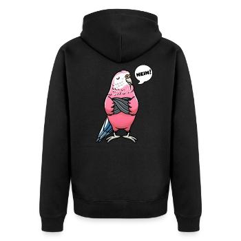 Bourkesittich Rosenbauchsittich Sittich - Unisex Premium Bio Zip Hoodie - Schwarz - Hinten - Nico (187cm)