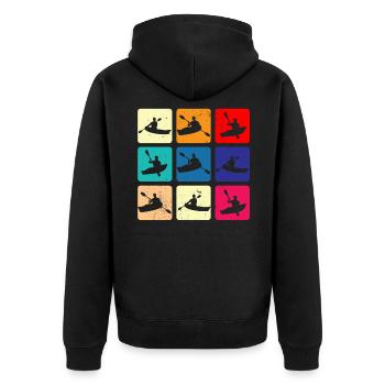 Kayaking Brings Me Retro Paddle Together Canoe - Unisex Premium Organic Zip Hoodie - black - Back - Nico (187cm)
