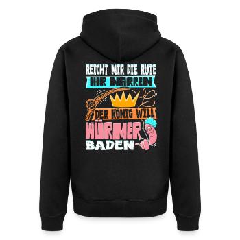 Angler Angelrute Angeln Ich Geh Würmer - Unisex Premium Bio Zip Hoodie - Schwarz - Hinten - Nico (187cm)
