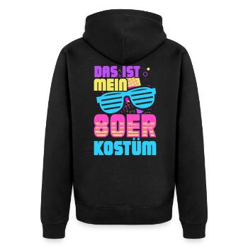80er Jahre Kostüm Mottoparty 80s Kostüm - Unisex Premium Bio Zip Hoodie - Schwarz - Hinten - Nico (187cm)
