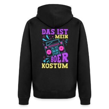80er Jahre Kostüm Mottoparty 80s Kostüm - Unisex Premium Bio Zip Hoodie - Schwarz - Hinten - Nico (187cm)