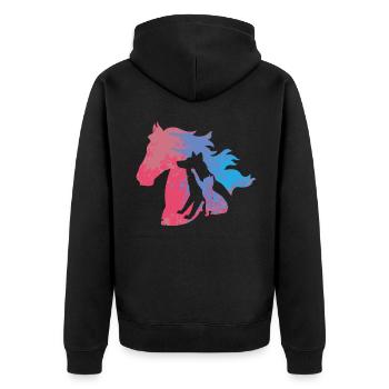 Animaux Chien Chat Cheval Coloré Cheval Design - Veste à capuche bio Premium Unisexe - noir - Dos - Nico (187cm)
