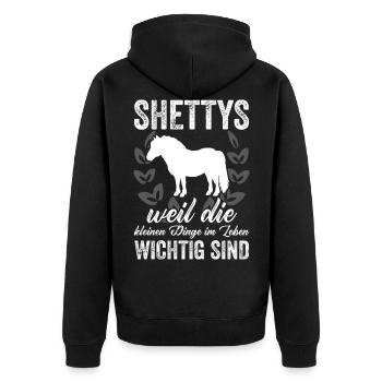 Shetlandpony Pferde Reiten Pony Geschenkidee - Unisex Premium Bio Zip Hoodie - Schwarz - Hinten - Nico (187cm)