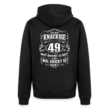 49. Geburtstag Ich bin knackige 49 Jahre - Unisex Premium Bio Zip Hoodie - Schwarz - Hinten - Nico (187cm)