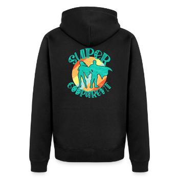 Super Pate - Unisex Premium Bio Zip Hoodie - Schwarz - Hinten - Nico (187cm)