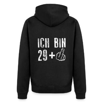 30. Geburtstag Ich Bin 29+ - Unisex Premium Bio Zip Hoodie - Schwarz - Hinten - Nico (187cm)