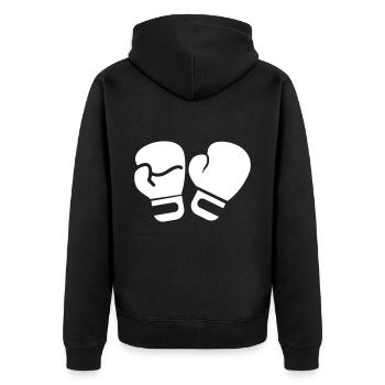 Symbole des gants de boxe - Veste à capuche bio Premium Unisexe - noir - Dos - Nico (187cm)