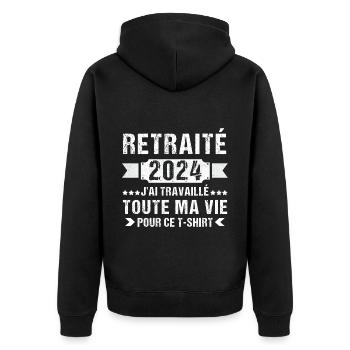 Retraité 2024 humour retraite cadeau pour retraité - Veste à capuche bio Premium Unisexe - noir - Dos - Nico (187cm)