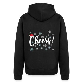 Cheers Merry Xmas Christmas Cheer - Unisex Premium Organic Zip Hoodie - black - Back - Nico (187cm)