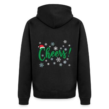 Cheers Merry Xmas Christmas Cheer - Unisex Premium Organic Zip Hoodie - black - Back - Nico (187cm)