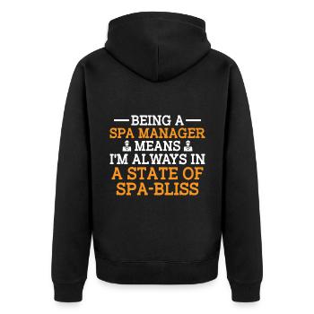 SPA Manager Job Wellness Funny SPA Management Sayi - Unisex Premium Organic Zip Hoodie - black - Back - Nico (187cm)