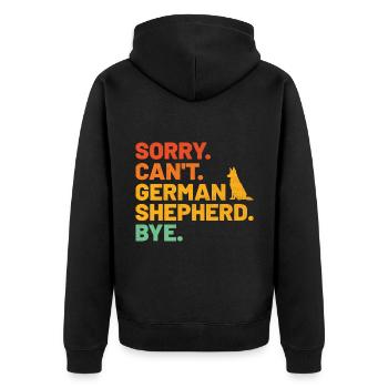 Sorry Can't Deutscher Schäferhund Tschüss GSD Hundeliebhaber - Unisex Premium Bio Zip Hoodie - Schwarz - Hinten - Nico (187cm)