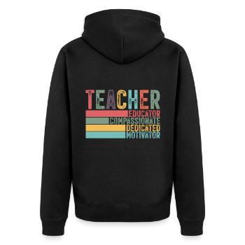 Teacher - Unisex Premium Bio Zip Hoodie - Schwarz - Hinten - Nico (187cm)
