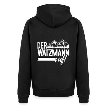 Der Watzmann ruft Berchtesgaden Gipfel Wandern - Unisex Premium Bio Zip Hoodie - Schwarz - Hinten - Nico (187cm)