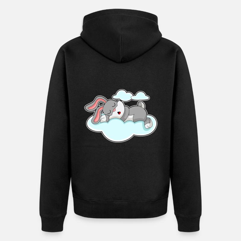 Nuages endormis de lapin - Veste à capuche bio Premium Unisexe - noir