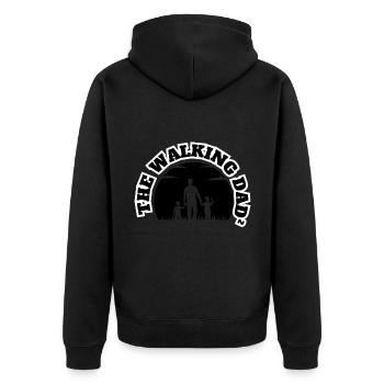 Le Papa Qui Marche² 2 Fils Noir - Veste à capuche bio Premium Unisexe - noir - Dos - Nico (187cm)