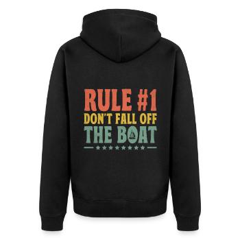 Regel # Fallen Sie nicht vom Boot Paddelboot - Unisex Premium Bio Zip Hoodie - Schwarz - Hinten - Nico (187cm)