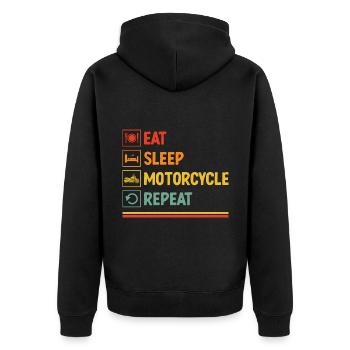 Eat Sleep Motorcycle Repeat Motorcycling Biker Mot - Unisex Premium Organic Zip Hoodie - black - Back - Nico (187cm)