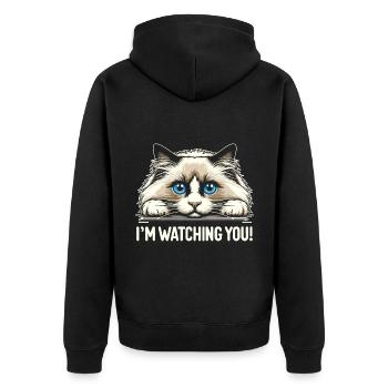 Ich beobachte dich Ragdoll Katze Liebhaber Ragdolls Katzen - Unisex Premium Bio Zip Hoodie - Schwarz - Hinten - Nico (187cm)