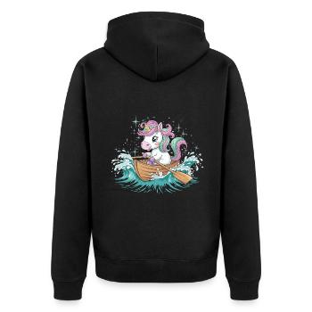 A Unicorn Boating Paddle Boat - Unisex Premium Organic Zip Hoodie - black - Back - Nico (187cm)