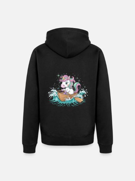 Ein Einhorn-Paddelboot - Unisex Premium Bio Zip Hoodie - Schwarz