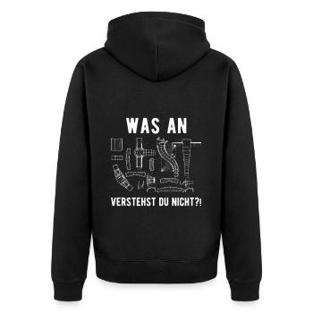 Spengler Klempner Dachdecker Flaschner - Unisex Premium Bio Zip Hoodie - Schwarz - Hinten - Nico (187cm)