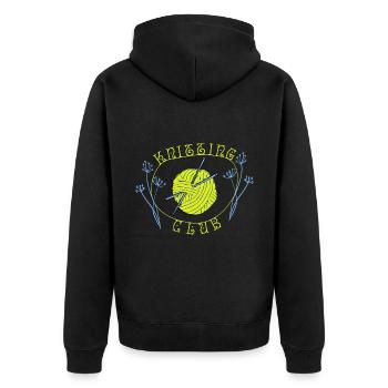 Knitting, Knitting Club, Knitting Club - Unisex Premium Organic Zip Hoodie - black - Back - Nico (187cm)