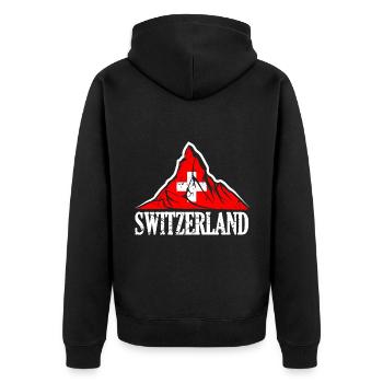 Suisse Cervin - Drapeau suisse - Veste à capuche bio Premium Unisexe - noir - Dos - Nico (187cm)