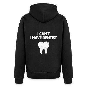 Ich kann nicht Zahnarzt Zahnmedizin Zahnbeule haben - Unisex Premium Bio Zip Hoodie - Schwarz - Hinten - Nico (187cm)