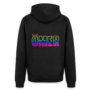 Ömer RS Rainbow - Unisex Premium Organic Zip Hoodie - black - Back - Nico (187cm)