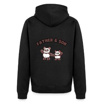 Panda Family Father & Son - Unisex Premium Organic Zip Hoodie - black - Back - Nico (187cm)