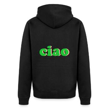ciao italia - Unisex Premium Bio Zip Hoodie - Schwarz - Hinten - Nico (187cm)