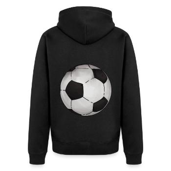 Fußball Sticker Klassik - Unisex Premium Bio Zip Hoodie - Schwarz - Hinten - Nico (187cm)