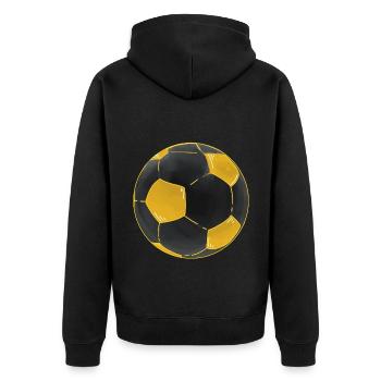 Football Black Gold Ball Sticker Footballer - Unisex Premium Organic Zip Hoodie - black - Back - Nico (187cm)