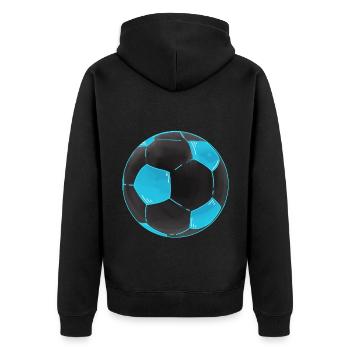 Fußball Schwarz Blau Coole Fußbälle Sticker - Unisex Premium Bio Zip Hoodie - Schwarz - Hinten - Nico (187cm)