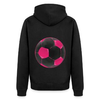 Fußball Pink Schwarz Fußbälle Sticker - Unisex Premium Bio Zip Hoodie - Schwarz - Hinten - Nico (187cm)