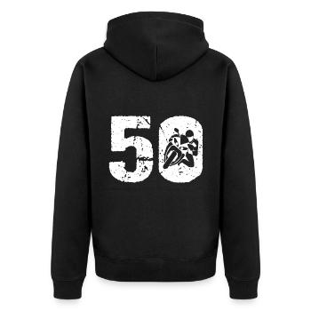 Motorcycle 50 Motorcyclist Moto - Unisex Premium Organic Zip Hoodie - black - Back - Nico (187cm)