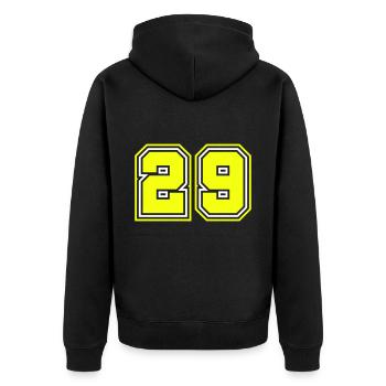 29 Zahl symbol - Unisex Premium Bio Zip Hoodie - Schwarz - Hinten - Nico (187cm)